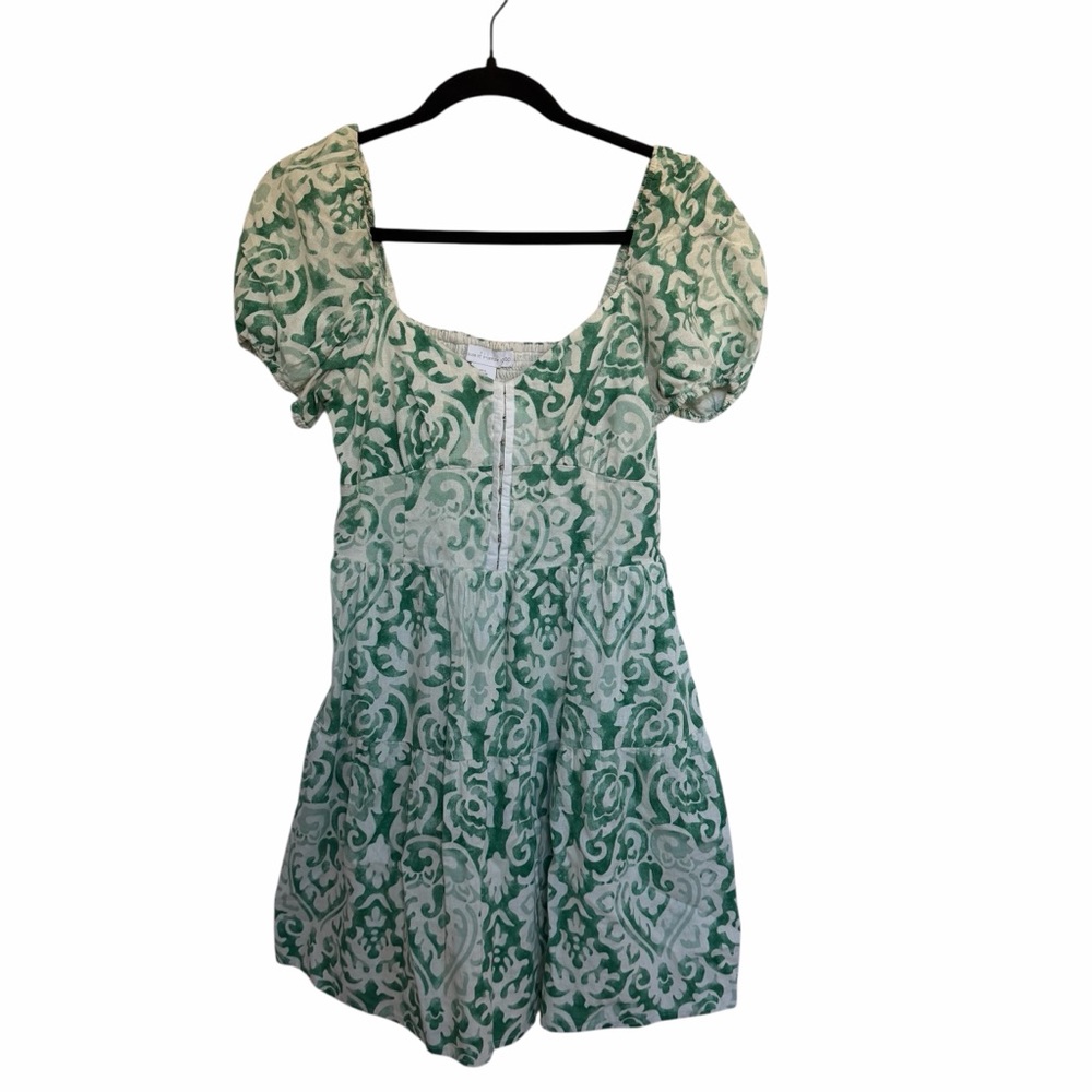Revolve House of Harlow 1960 Green and White Boho Cottagecore Mini Dress Size S - Picture 2 of 8